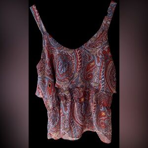 Super Adorable BOBEAU Frilled Tank Top with Tie-Front Size: Medium